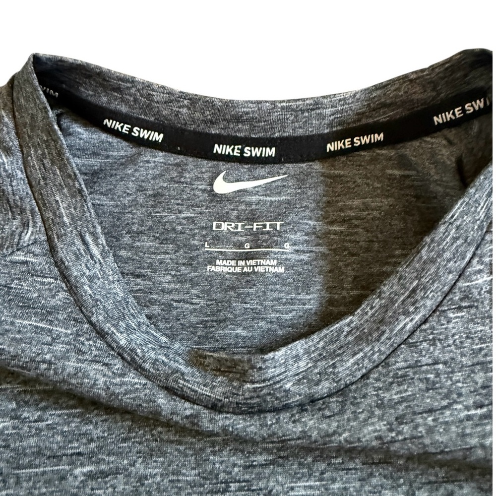 Nike Swim Heather Gray Men's Short Sleeve Tee Dri-Fit UPF 40+ Size L - Picture 5 of 12